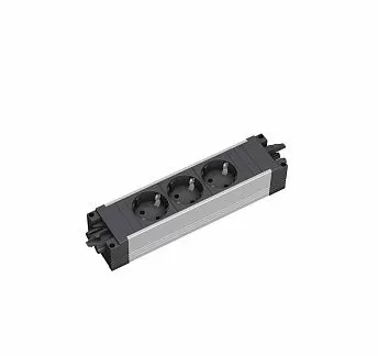 СТЭП/STEP блок розеток 3xSchuko ЧЕРНЫЙ/АЛЮМ